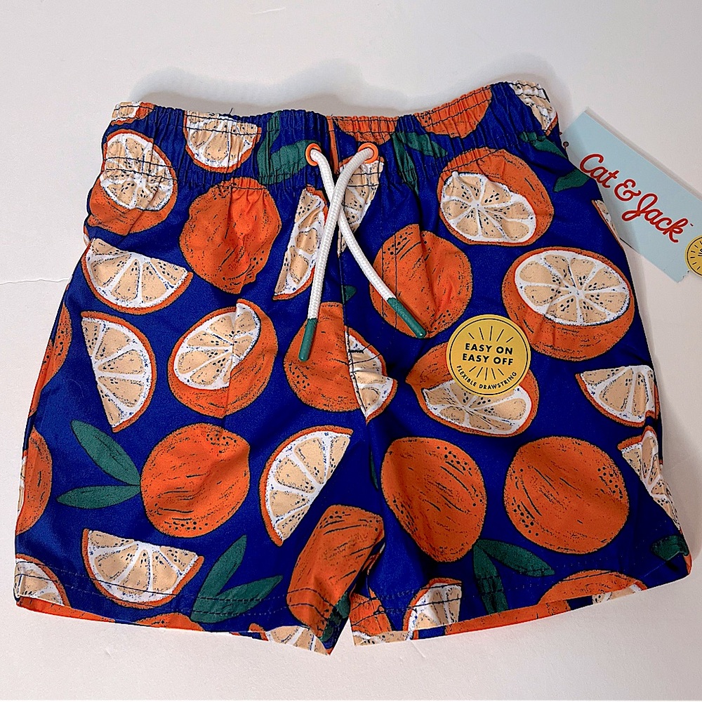 Cat & Jack Orange & Blue Swim Trunks Size 2T  NEW!